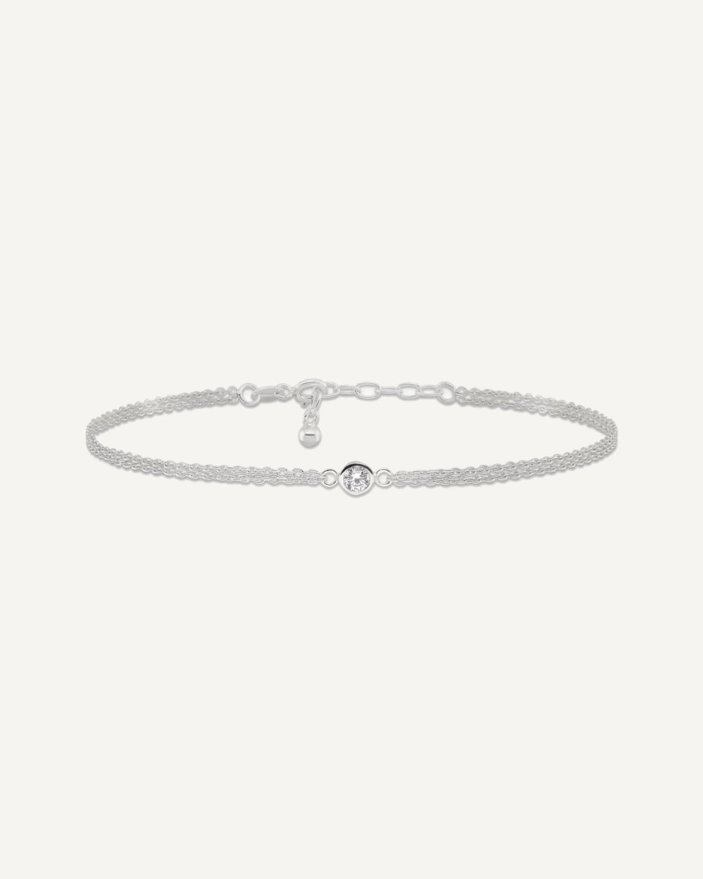 Sterling Silver Bezel CZ 2-Strand 9 inch Plus 1 inch Extender - Total 10 inch Anklet – View 3