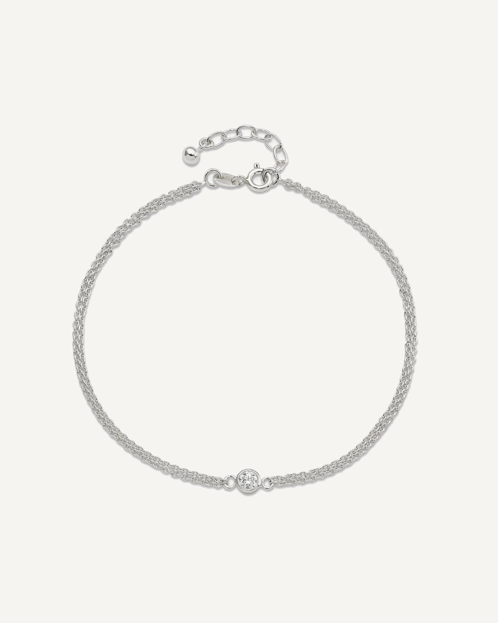 Sterling Silver Bezel CZ 2-Strand 9 inch Plus 1 inch Extender - Total 10 inch Anklet – View 5