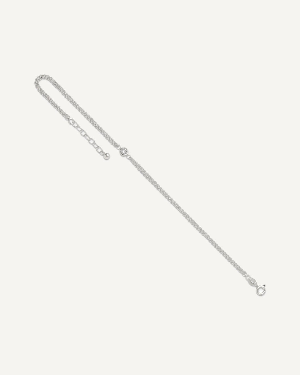 Sterling Silver Bezel CZ 2-Strand 9 inch Plus 1 inch Extender - Total 10 inch Anklet – View 7