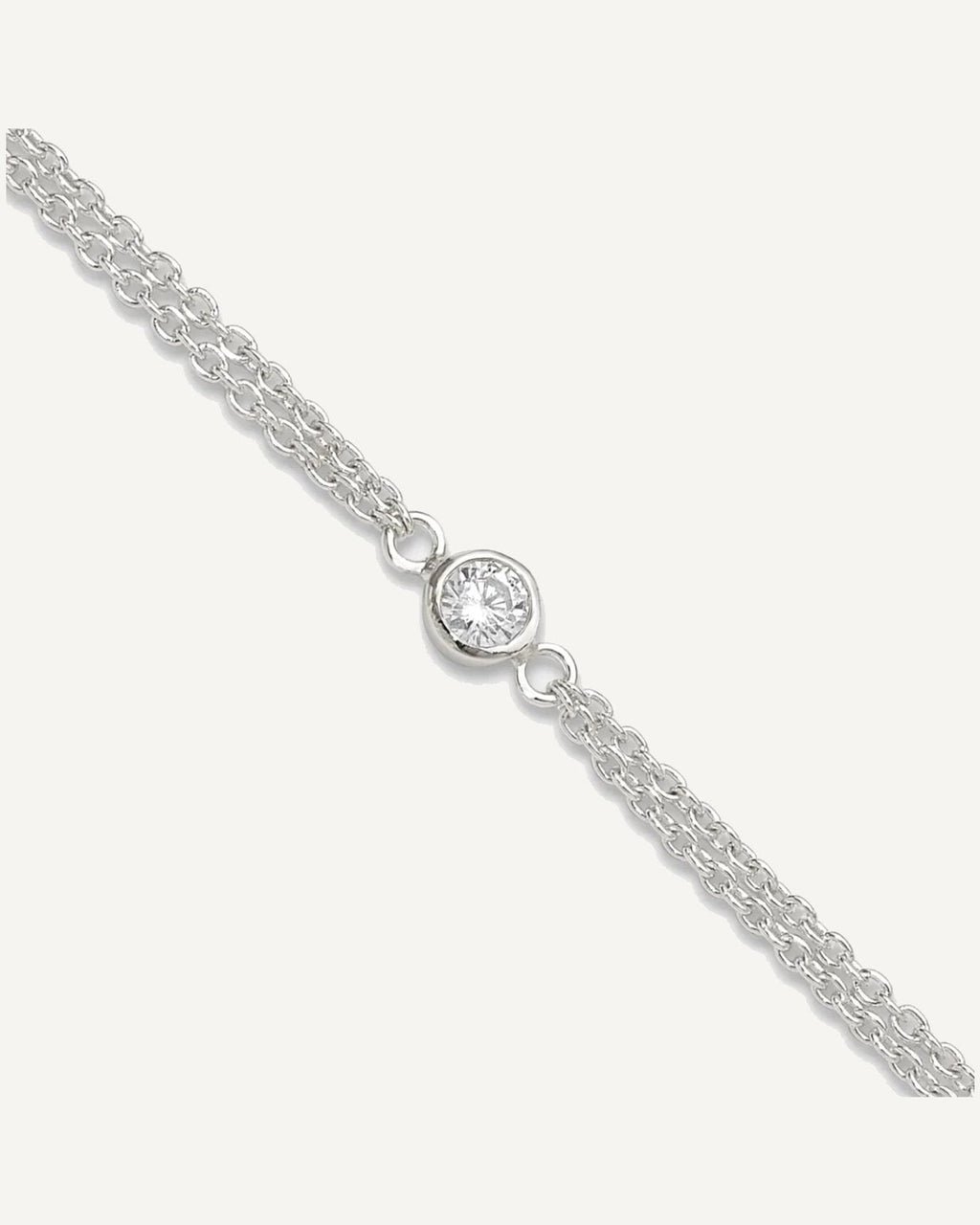 Sterling Silver Bezel CZ 2-Strand 9 inch Plus 1 inch Extender - Total 10 inch Anklet – View 1