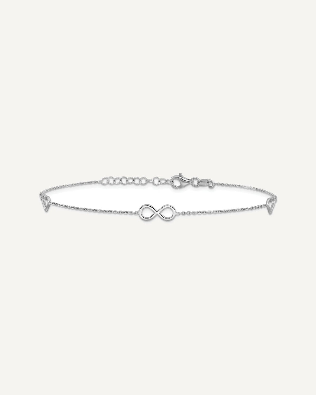 Sterling Silver Rhodium-plated Heart/Infinity 9 inch Plus 1 inch Extender - Total 10 inch Anklet – View 3