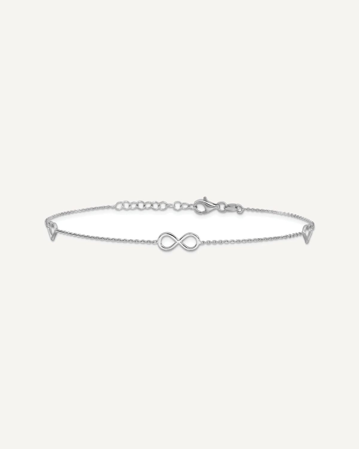 Sterling Silver Rhodium-plated Heart/Infinity 9 inch Plus 1 inch Extender - Total 10 inch Anklet – View 3