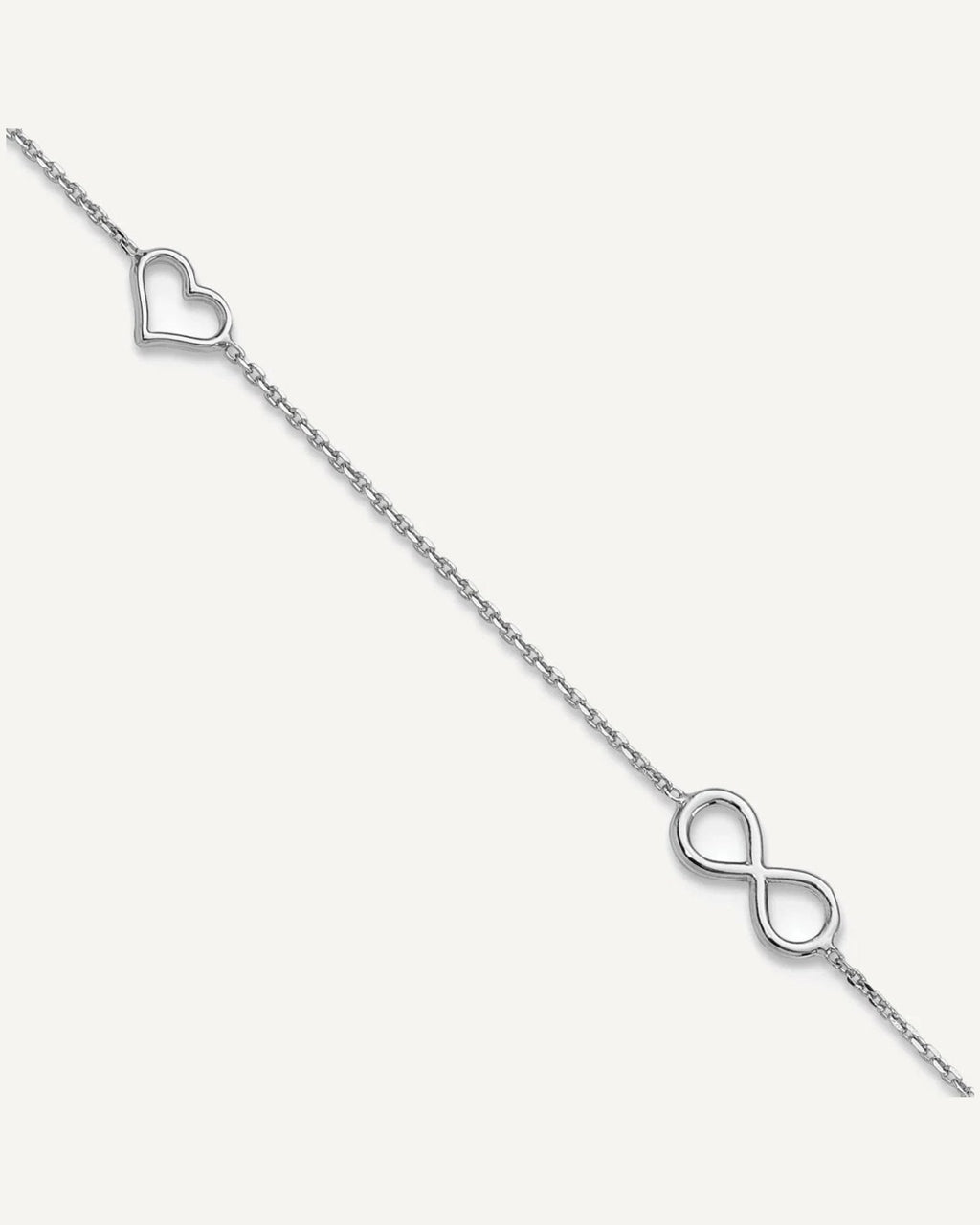 Sterling Silver Rhodium-plated Heart/Infinity 9 inch Plus 1 inch Extender - Total 10 inch Anklet – View 1