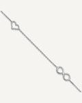 Sterling Silver Rhodium-plated Heart/Infinity 9 inch Plus 1 inch Extender - Total 10 inch Anklet – View 1
