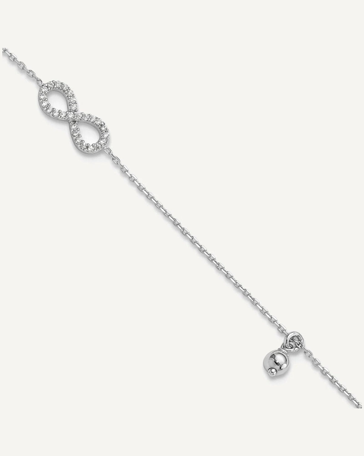 Sterling Silver Rhodium-plated CZ Infinity and Bead 9 inch Plus 1 inch Extender - Total 10 inch Anklet – View 1