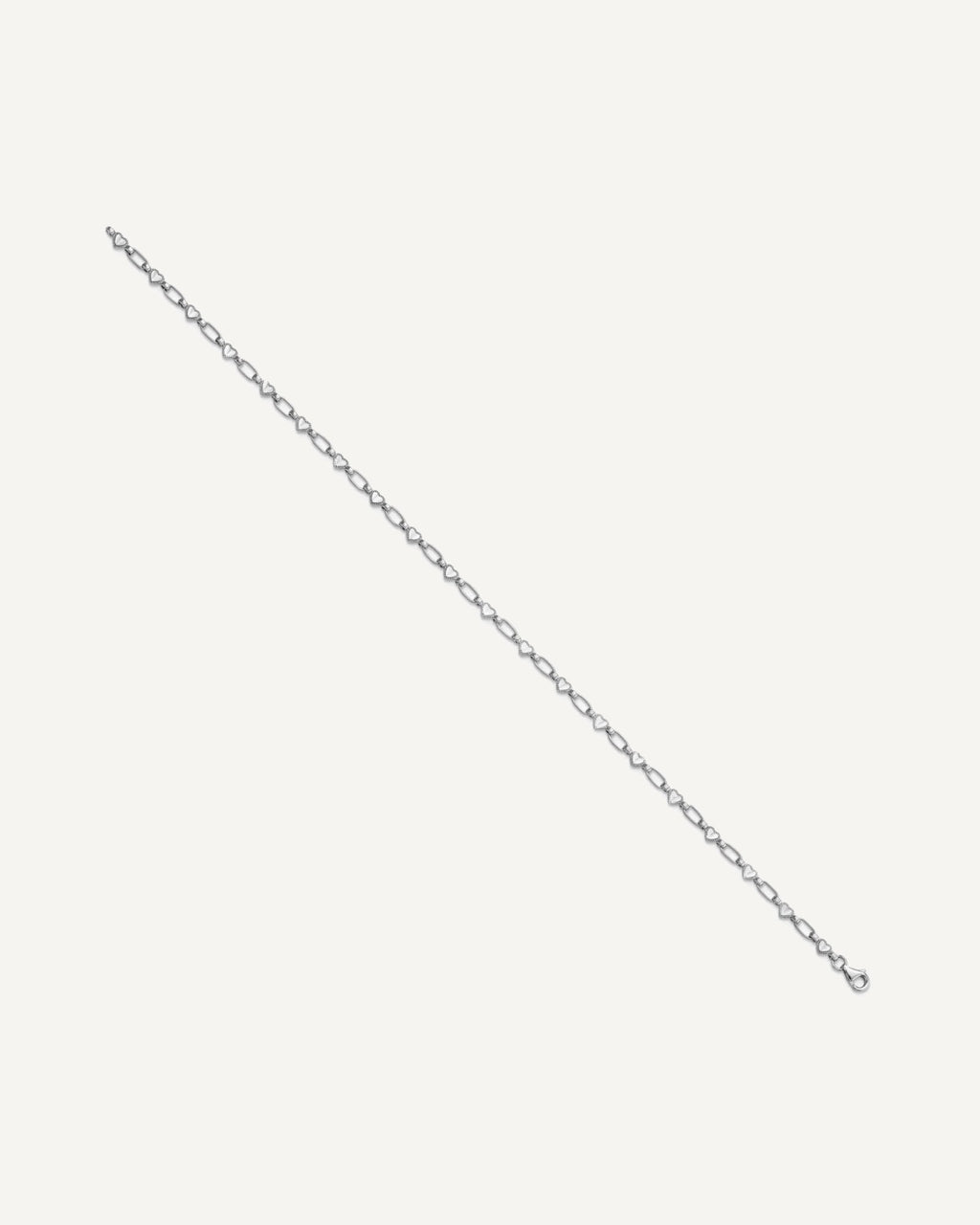 Sterling Silver Rhodium-plated Heart Link 10in Anklet – View 2