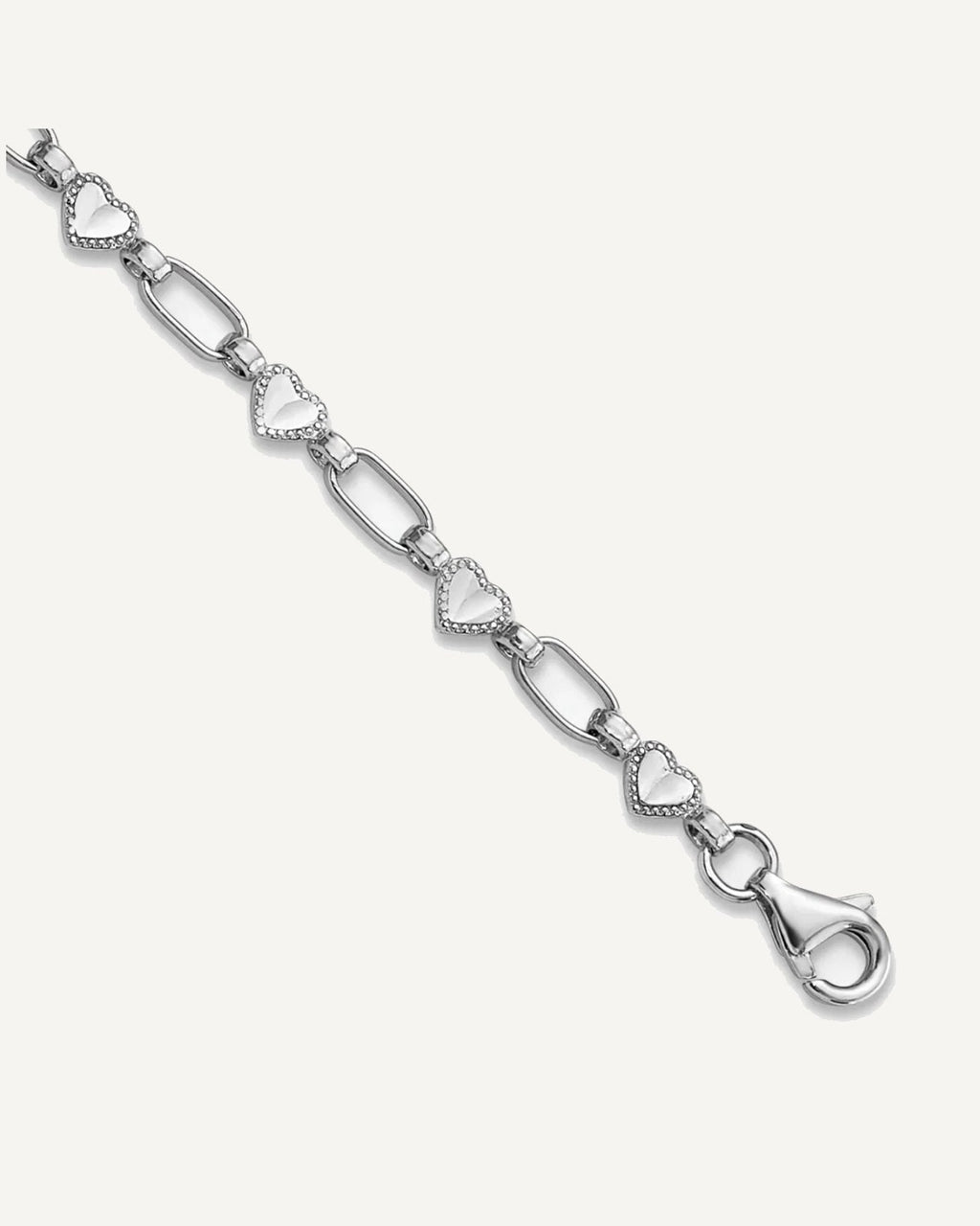 Sterling Silver Rhodium-plated Heart Link 10in Anklet – View 1