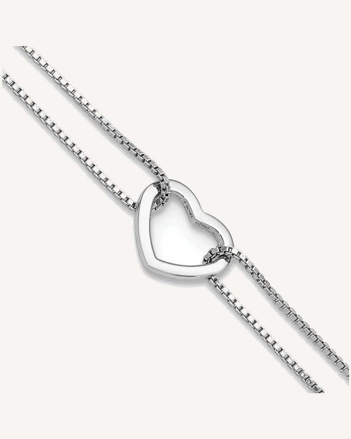 Sterling Silver Rhodium-plated Heart/Bead 2-Strand 9 inch Plus 1 inch Extender - Total 10 inch Anklet – View 1