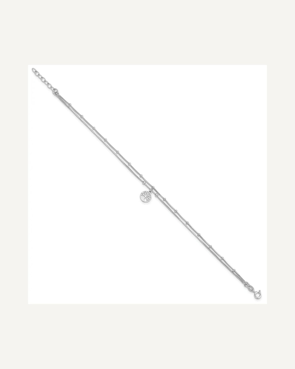 Sterling Silver Rhodium-plated Tree Charm 9 inch Plus 1 inch Extender - Total 10 inch Anklet – View 2