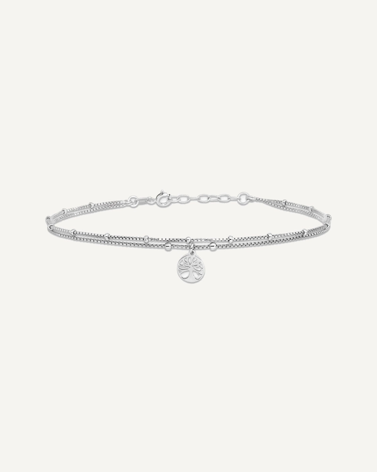 Sterling Silver Rhodium-plated Tree Charm 9 inch Plus 1 inch Extender - Total 10 inch Anklet – View 3