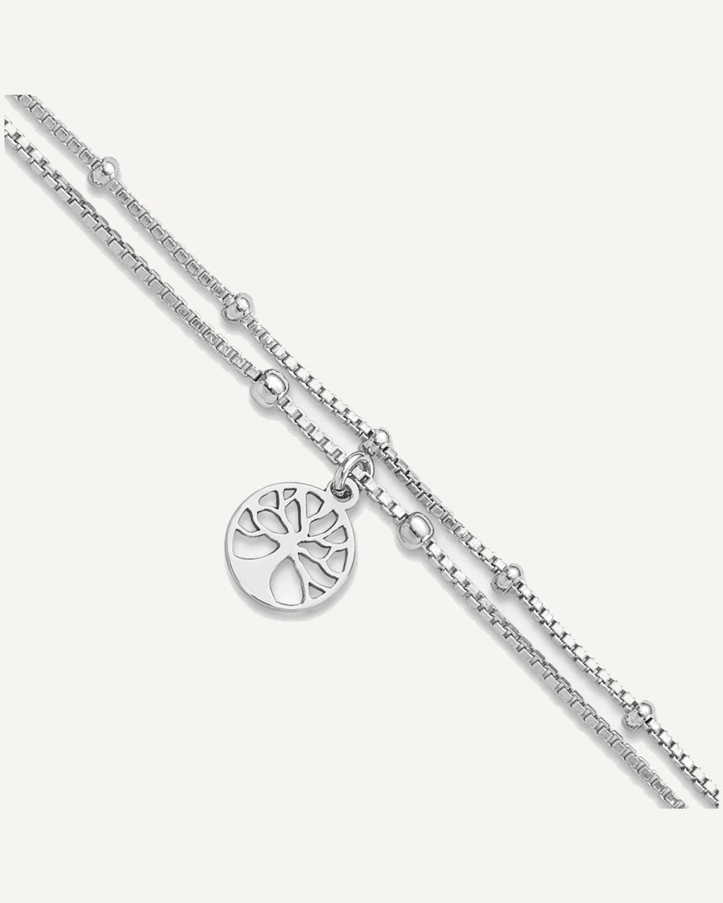 Sterling Silver Rhodium-plated Tree Charm 9 inch Plus 1 inch Extender - Total 10 inch Anklet – View 1