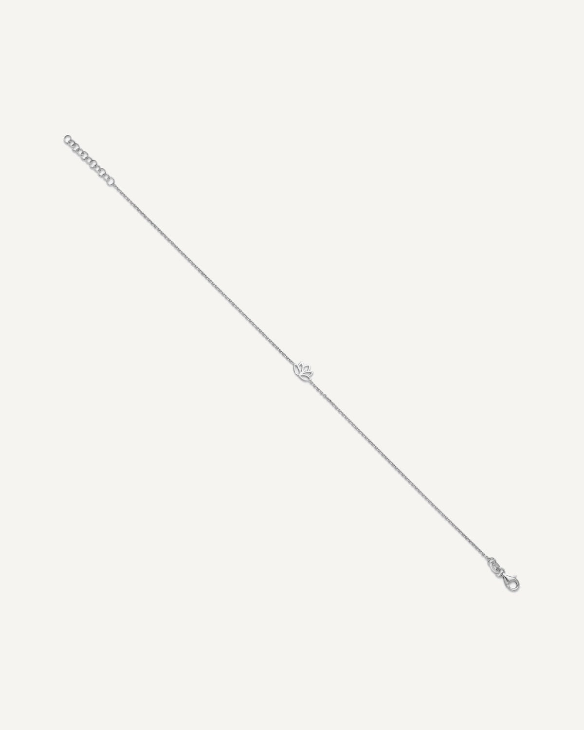 Sterling Silver Rhodium-plated Lotus Flower 9 inch Plus 1 inch Extender - Total 10 inch Anklet – View 2