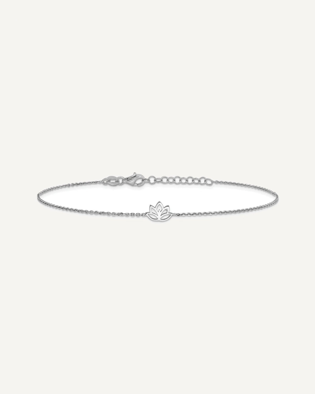 Sterling Silver Rhodium-plated Lotus Flower 9 inch Plus 1 inch Extender - Total 10 inch Anklet – View 3