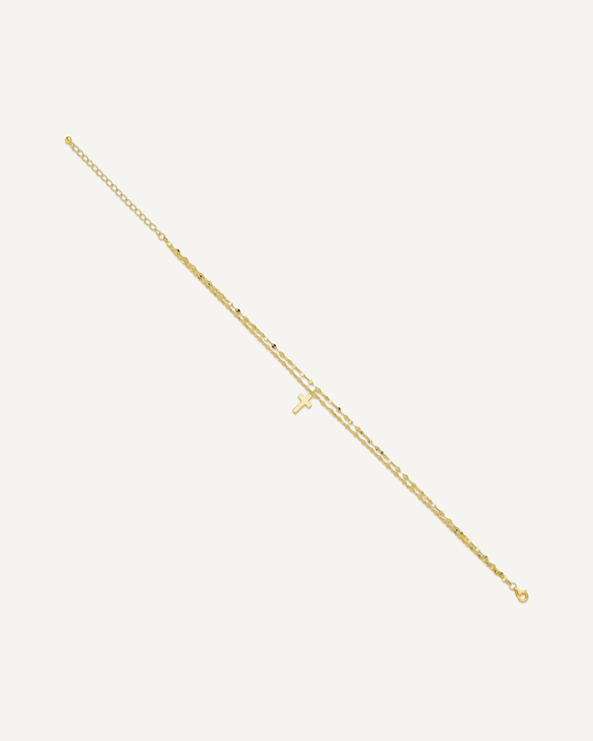 Sterling Silver Gold-plated 2-Strand Cross Charm 8.75 inch Plus 2 inch Extender - Total 10.75 inch Anklet – View 2