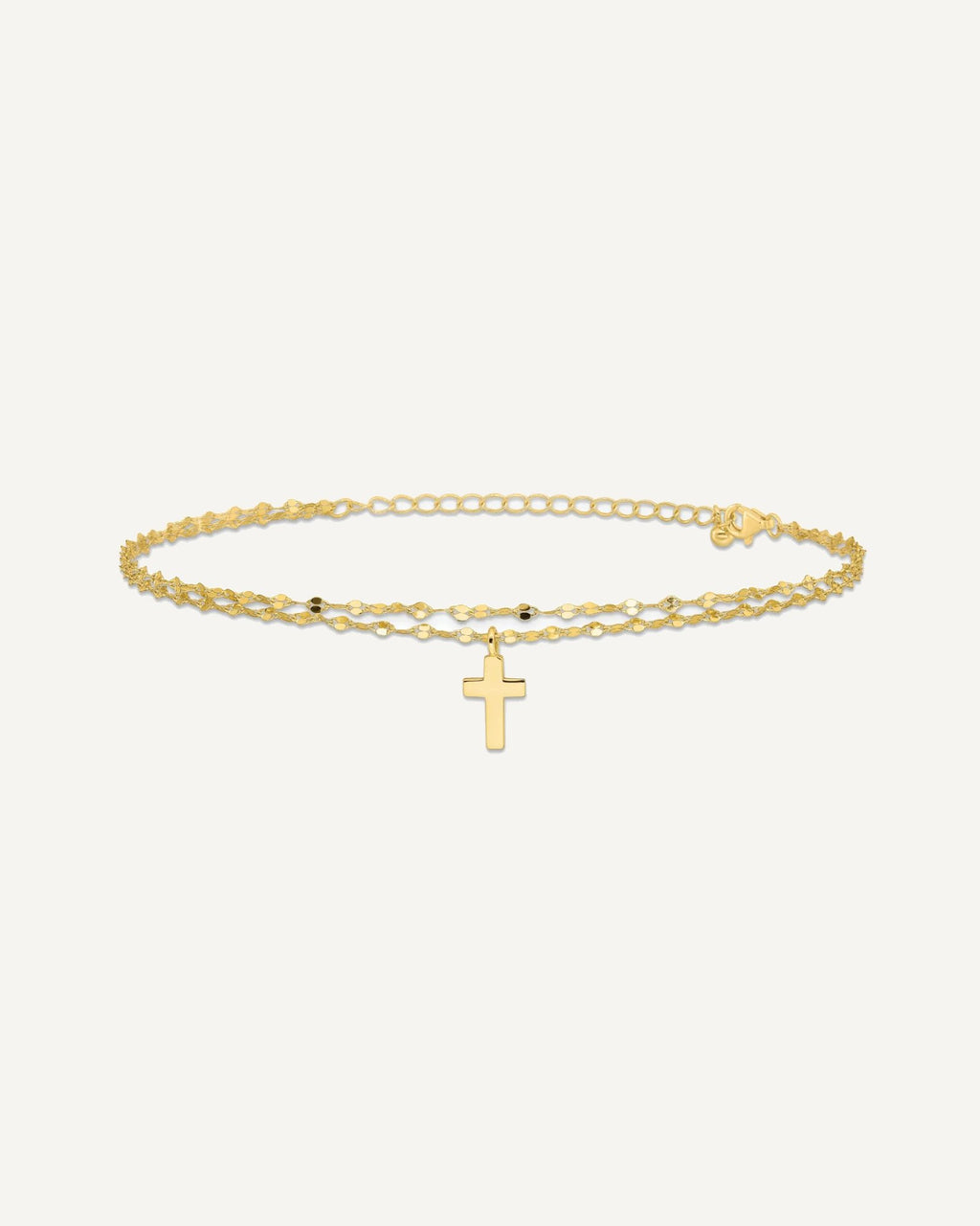 Sterling Silver Gold-plated 2-Strand Cross Charm 8.75 inch Plus 2 inch Extender - Total 10.75 inch Anklet – View 3