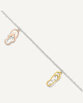Sterling Silver Rose-tone and Gold-Tone Flip Flops 9 inch Plus 1 inch Extender - Total 10 inch Anklet – View 1