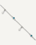 Sterling Silver Blue CZ / Anchors 9 inch Plus 1 inch Extender - Total 10 inch Anklet – View 1