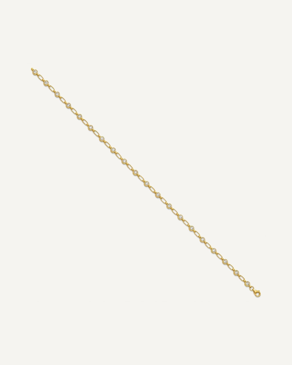 Sterling Silver Gold-tone Bezel CZ 10 inch Anklet – View 2