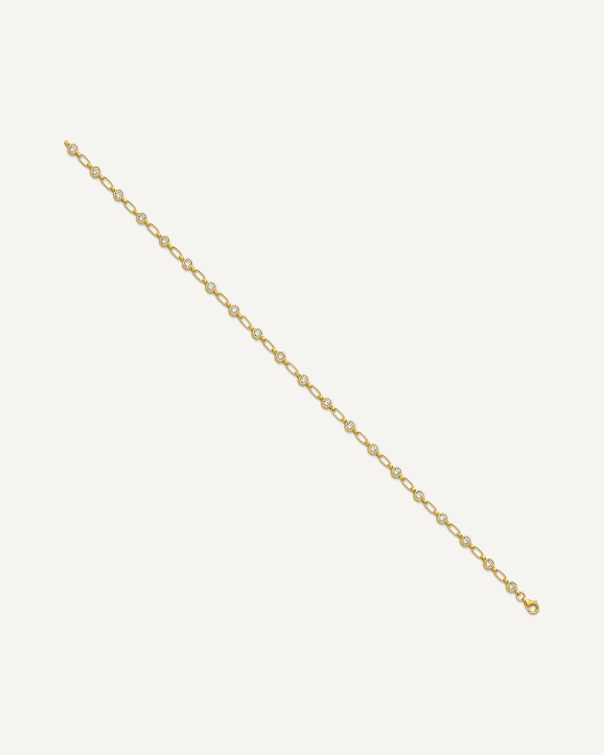 Sterling Silver Gold-tone Bezel CZ 10 inch Anklet – View 2