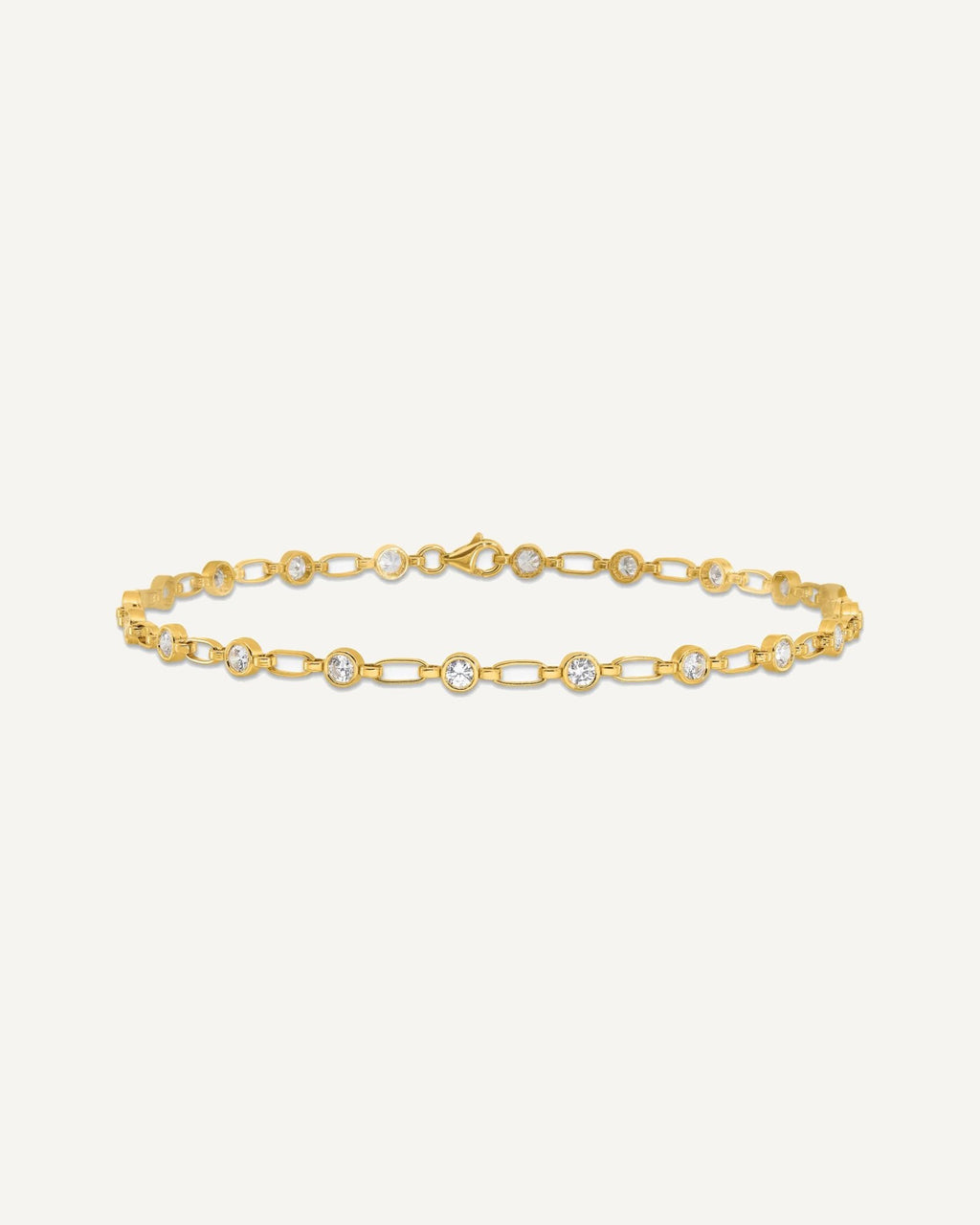 Sterling Silver Gold-tone Bezel CZ 10 inch Anklet – View 3