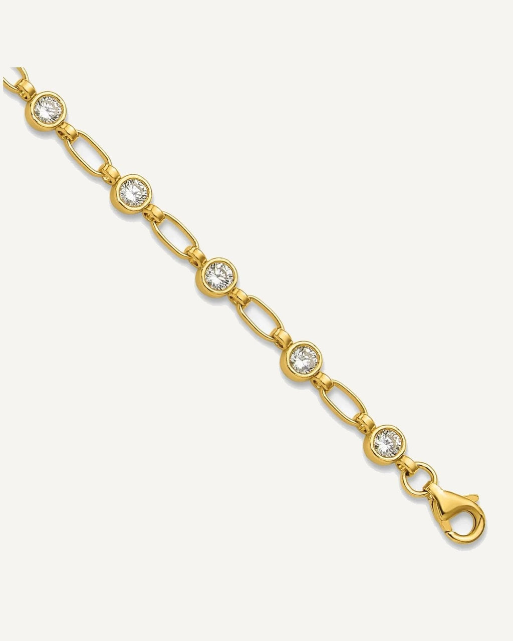 Sterling Silver Gold-tone Bezel CZ 10 inch Anklet – View 1