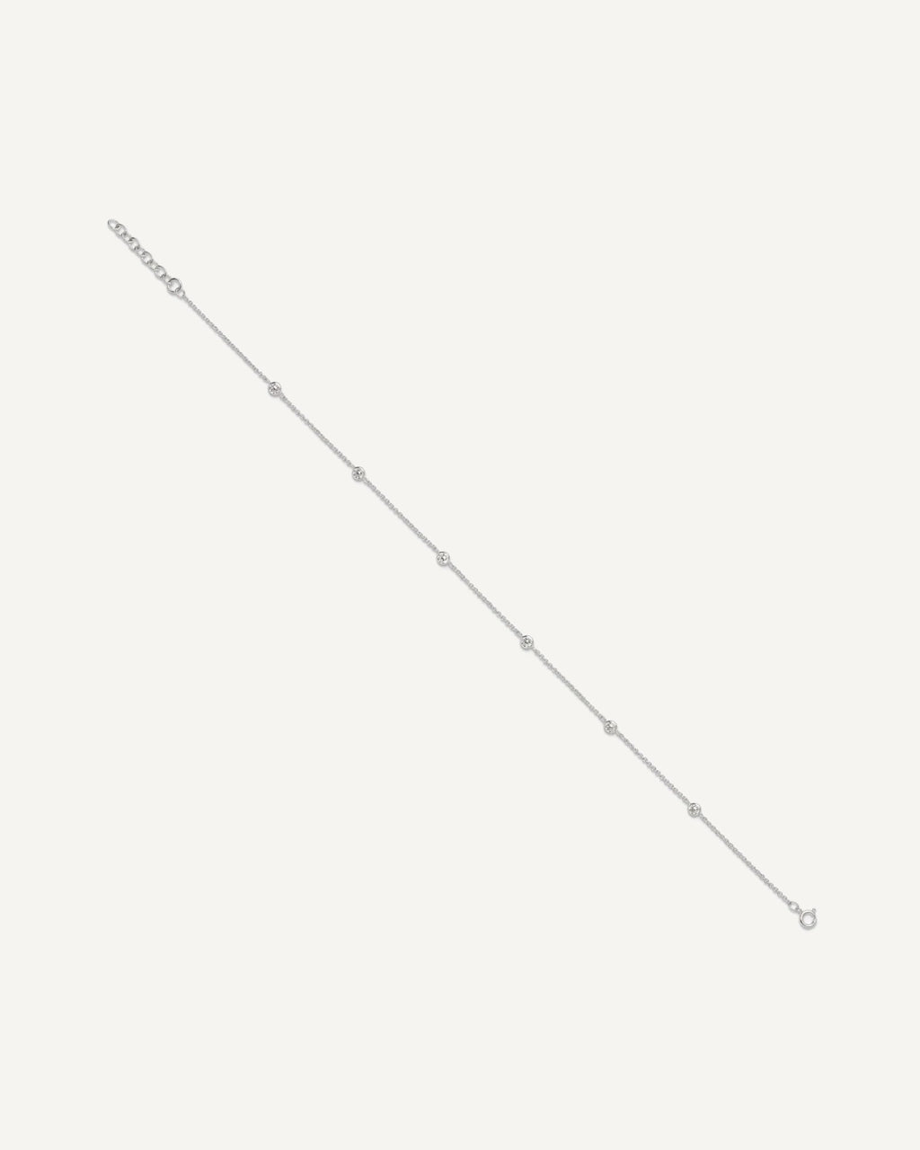 Sterling Silver E-coated CZ 6-Station 9.75 inch Plus 1 inch Extender - Total 10.75 inch Anklet – View 2