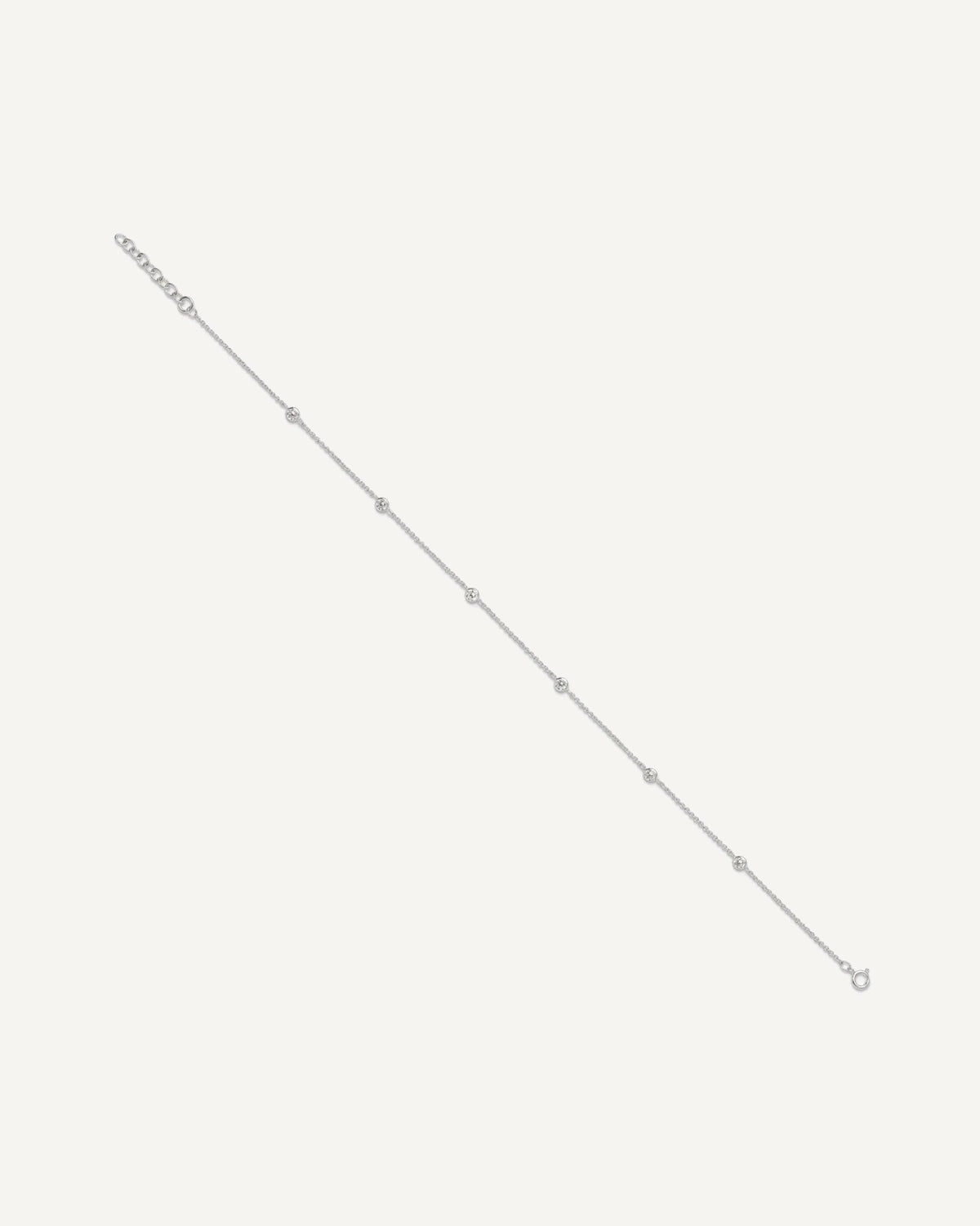 Sterling Silver E-coated CZ 6-Station 9.75 inch Plus 1 inch Extender - Total 10.75 inch Anklet – View 2