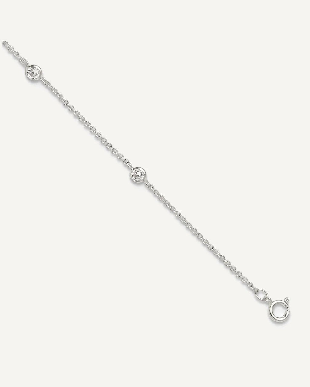 Sterling Silver E-coated CZ 6-Station 9.75 inch Plus 1 inch Extender - Total 10.75 inch Anklet – View 1
