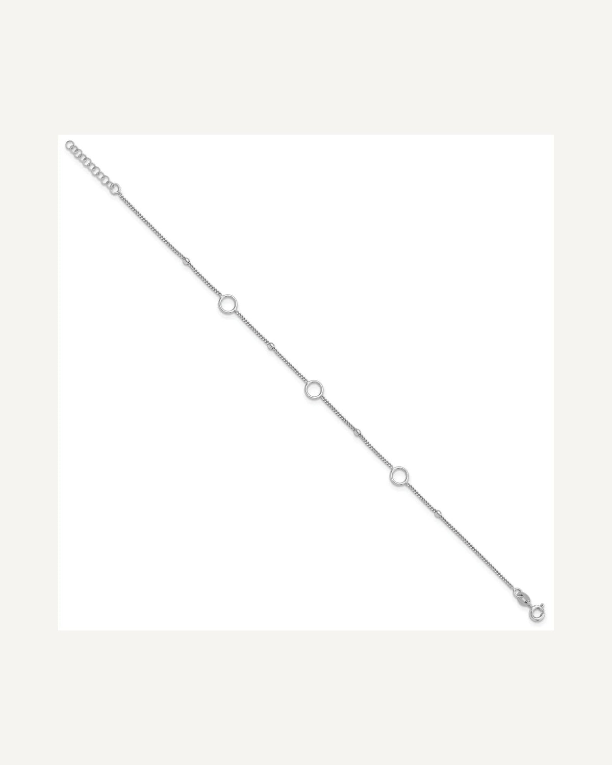 Sterling Silver Rhodium-plated Rings and Beads 9 inch Plus 1 inch Extender - Total 10 inch Anklet – View 2