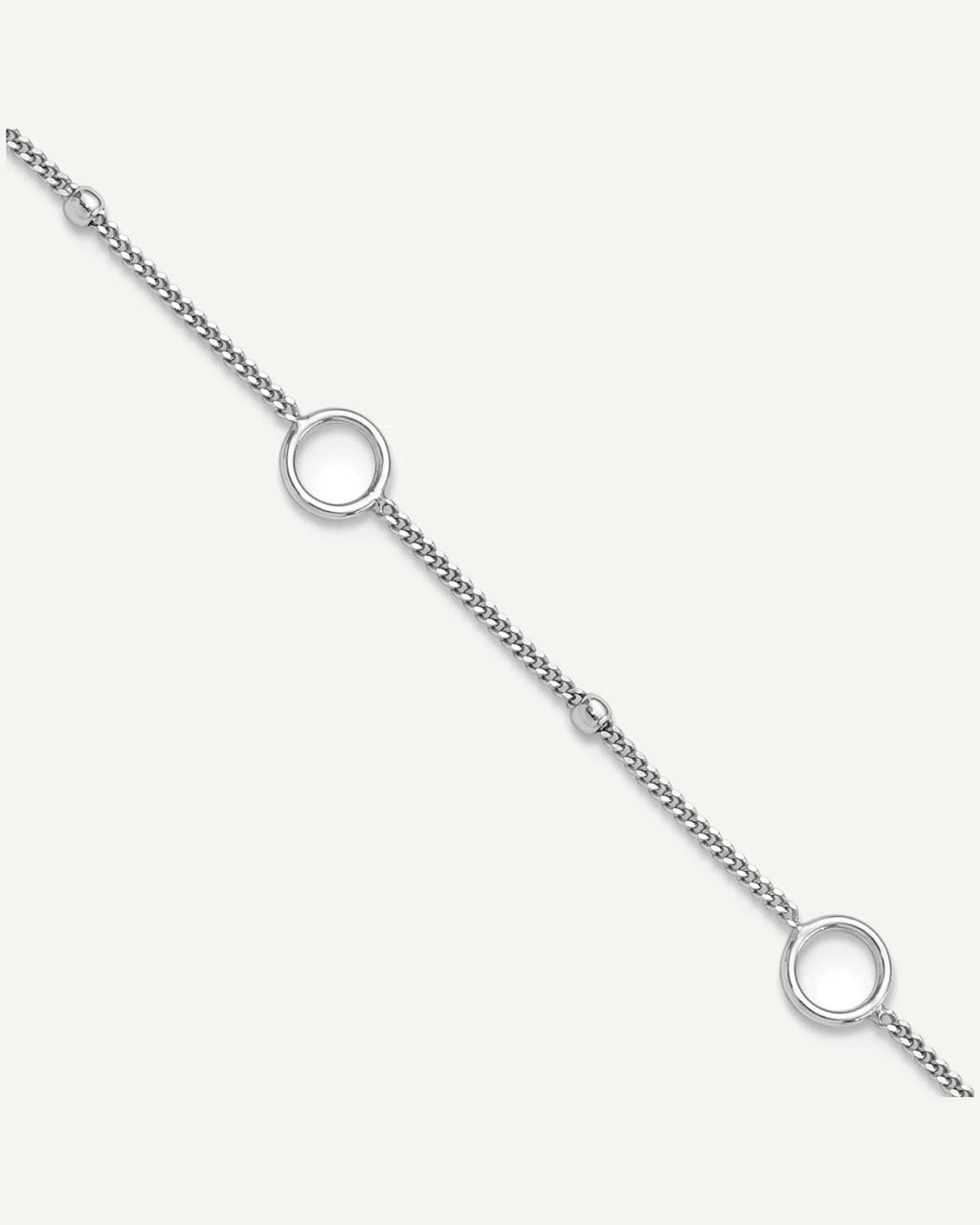 Sterling Silver Rhodium-plated Rings and Beads 9 inch Plus 1 inch Extender - Total 10 inch Anklet – View 1