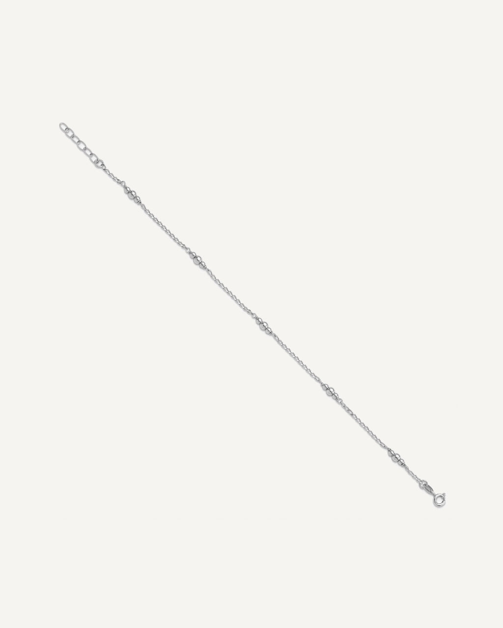 Sterling Silver Rhodium-plated Beads 9 inch Plus 1 inch Extender - Total 10 inch Anklet – View 2