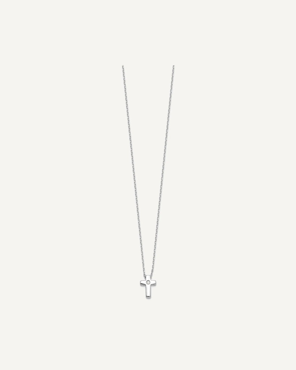 Sterling Silver Rhodium-plated CZ Cross 13 Inch with 2in Ext. Necklace – View 2