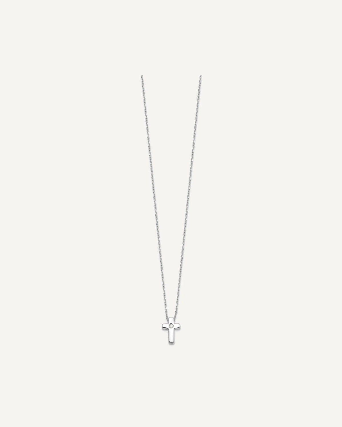 Sterling Silver Rhodium-plated CZ Cross 13 Inch with 2in Ext. Necklace – View 2