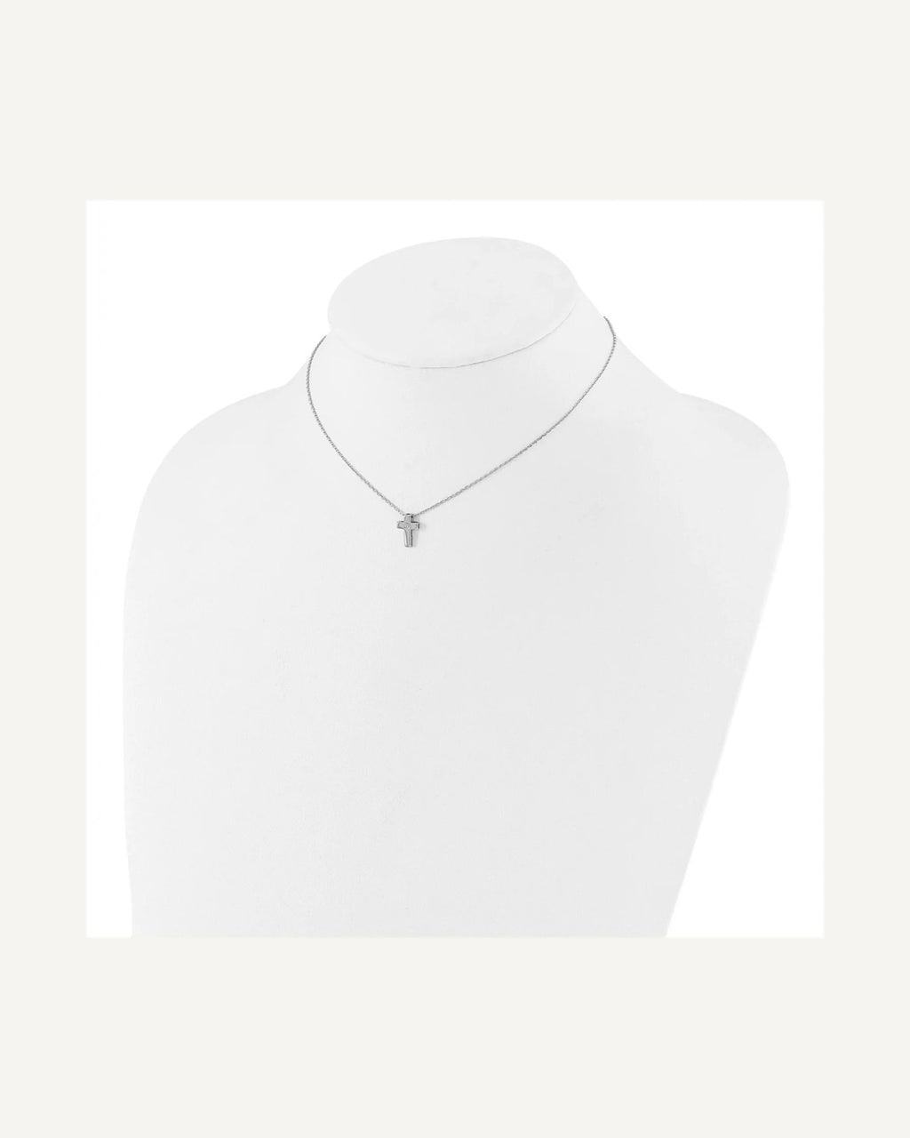 Sterling Silver Rhodium-plated CZ Cross 13 Inch with 2in Ext. Necklace – View 3