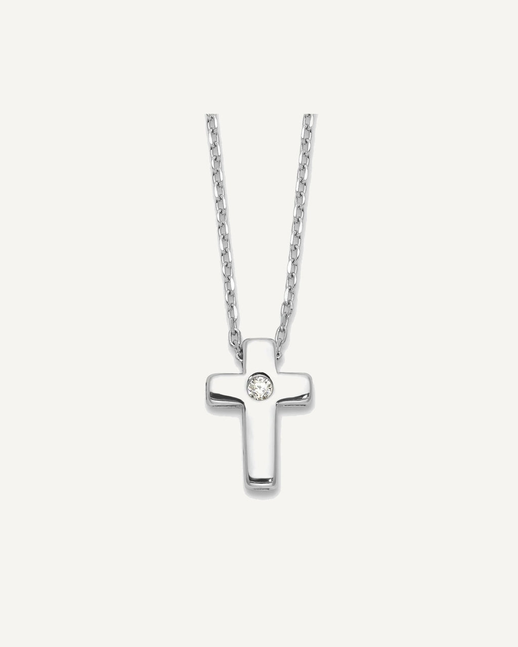 Sterling Silver Rhodium-plated CZ Cross 13 Inch with 2in Ext. Necklace – View 1