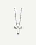 Sterling Silver Rhodium-plated CZ Cross 13 Inch with 2in Ext. Necklace – View 1