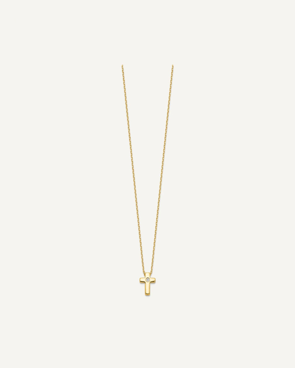 Sterling Silver Gold-plated CZ Cross 13 Inch with 2 Inch Extenstion Necklace – View 2
