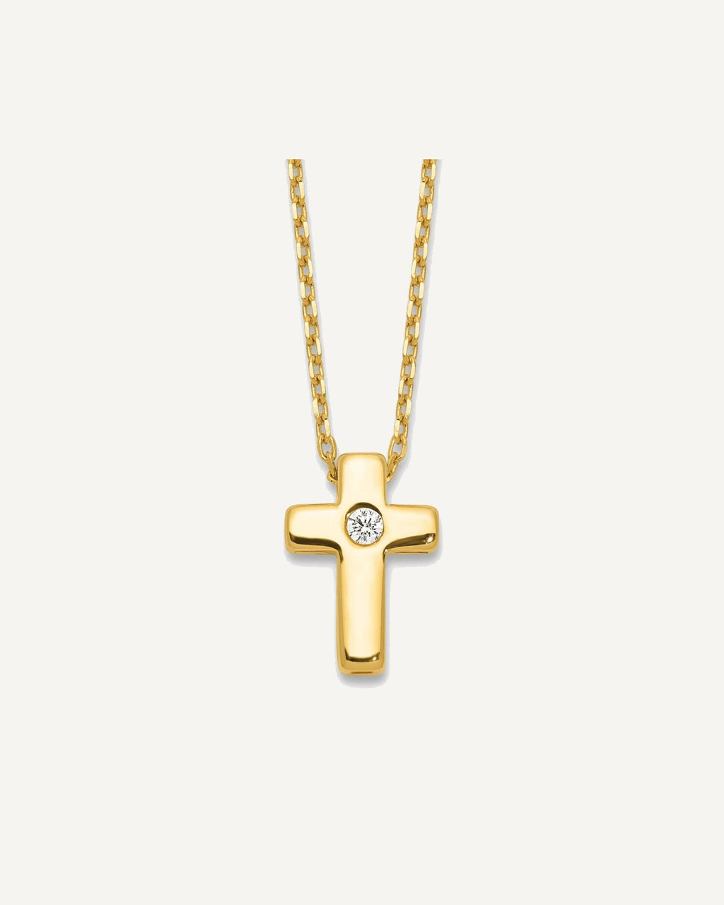 Sterling Silver Gold-plated CZ Cross 13 Inch with 2 Inch Extenstion Necklace – View 1