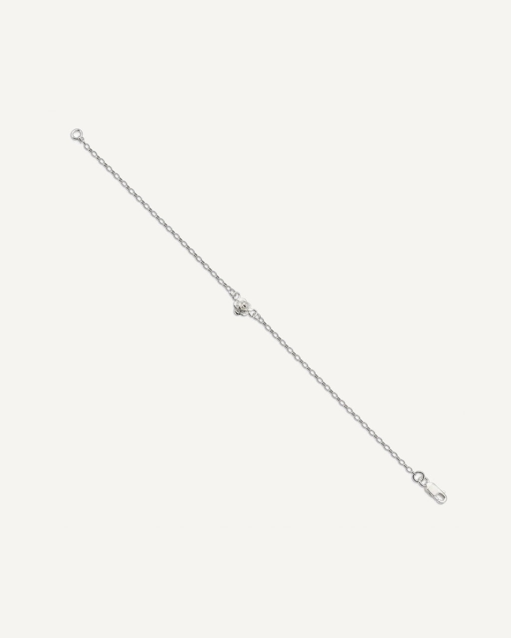 Sterling Silver Flower Charm Anklet – View 2