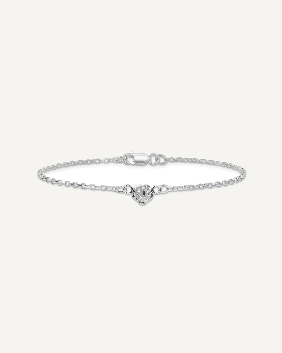 Sterling Silver Flower Charm Anklet – View 3