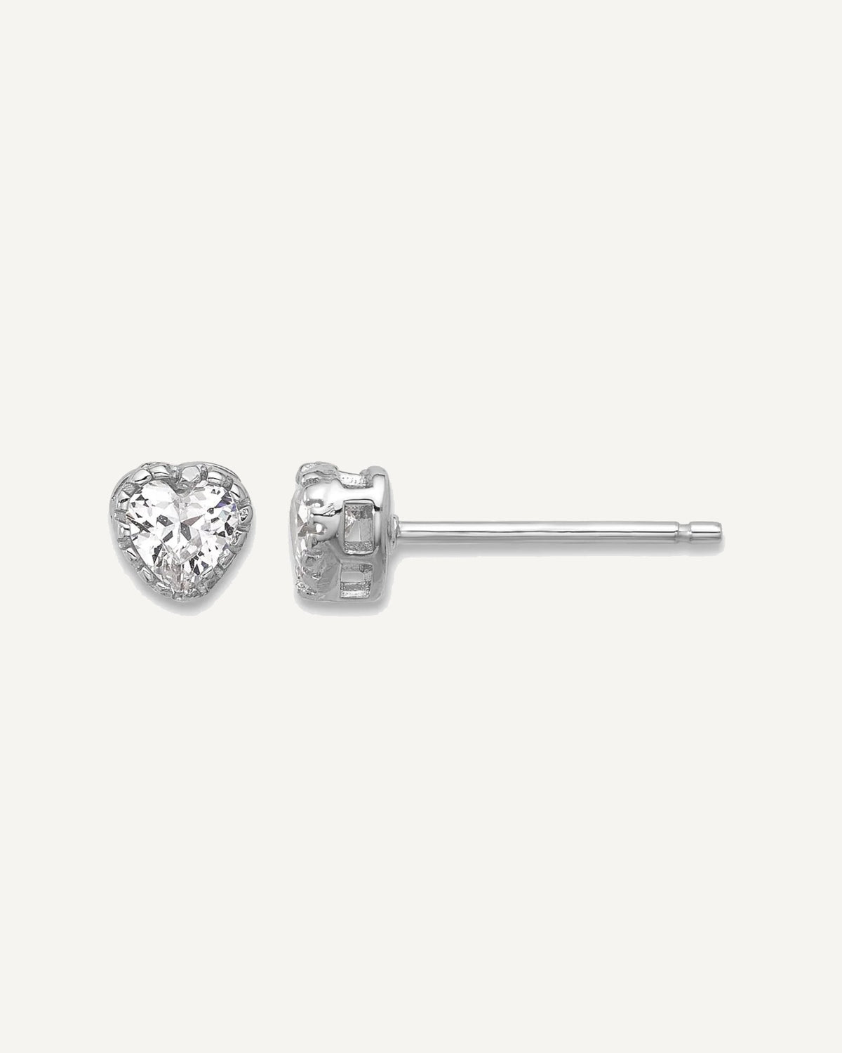 Sterling Silver Rhodium-plated Polished CZ Heart 13in with 2in Ext. Youth Necklace and Stud Earring Set – View 2