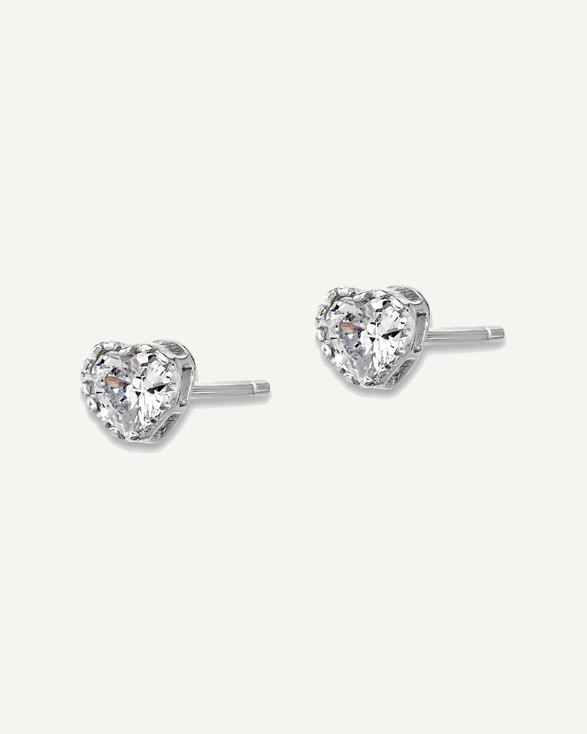 Sterling Silver Rhodium-plated Polished CZ Heart 13in with 2in Ext. Youth Necklace and Stud Earring Set – View 3