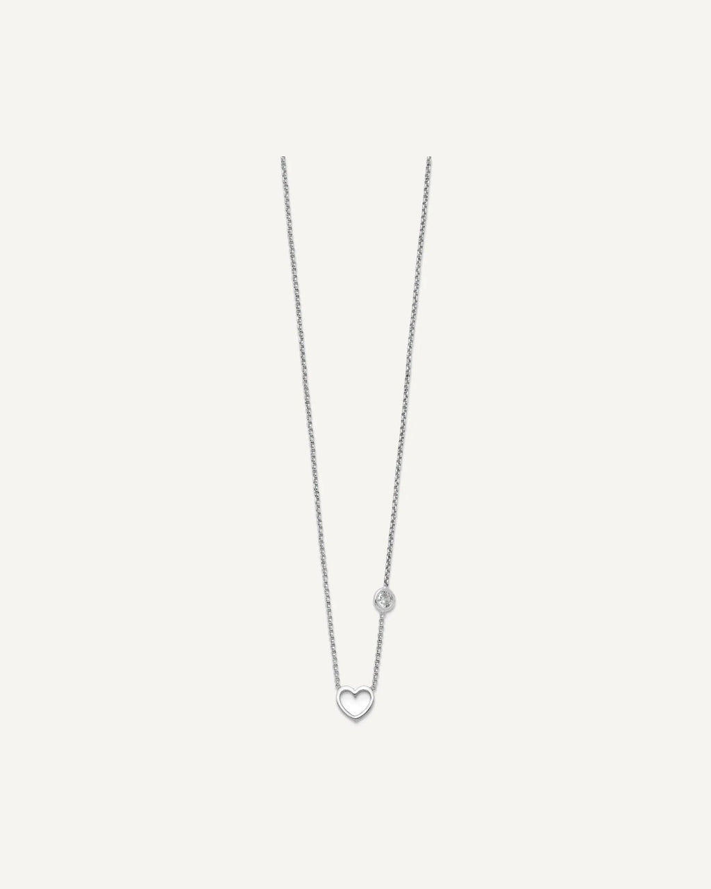 Sterling Silver Rhodium-plated CZ and Heart 16 inch with 2 inch Extension Necklace – View 2