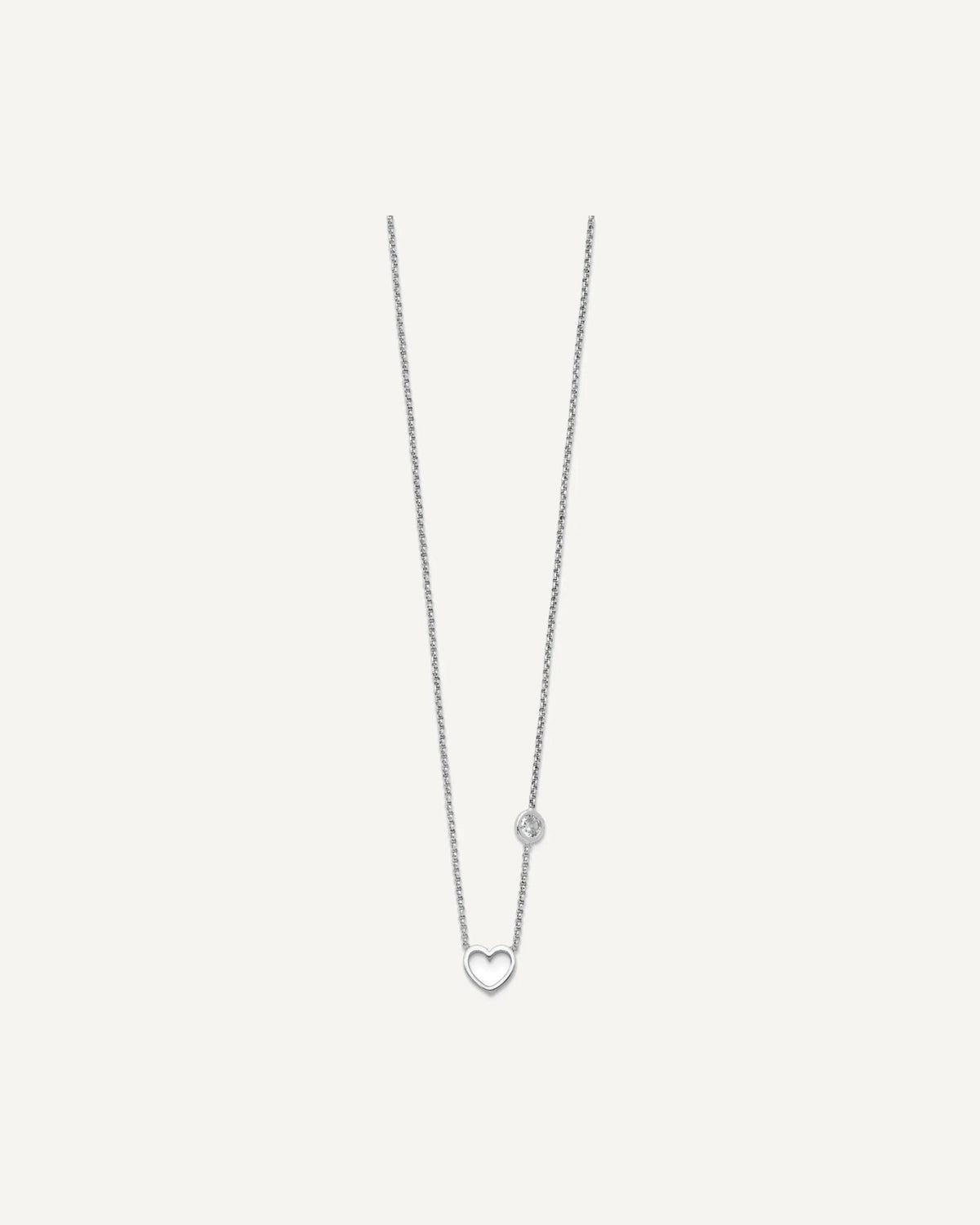 Sterling Silver Rhodium-plated CZ and Heart 16 inch with 2 inch Extension Necklace – View 2