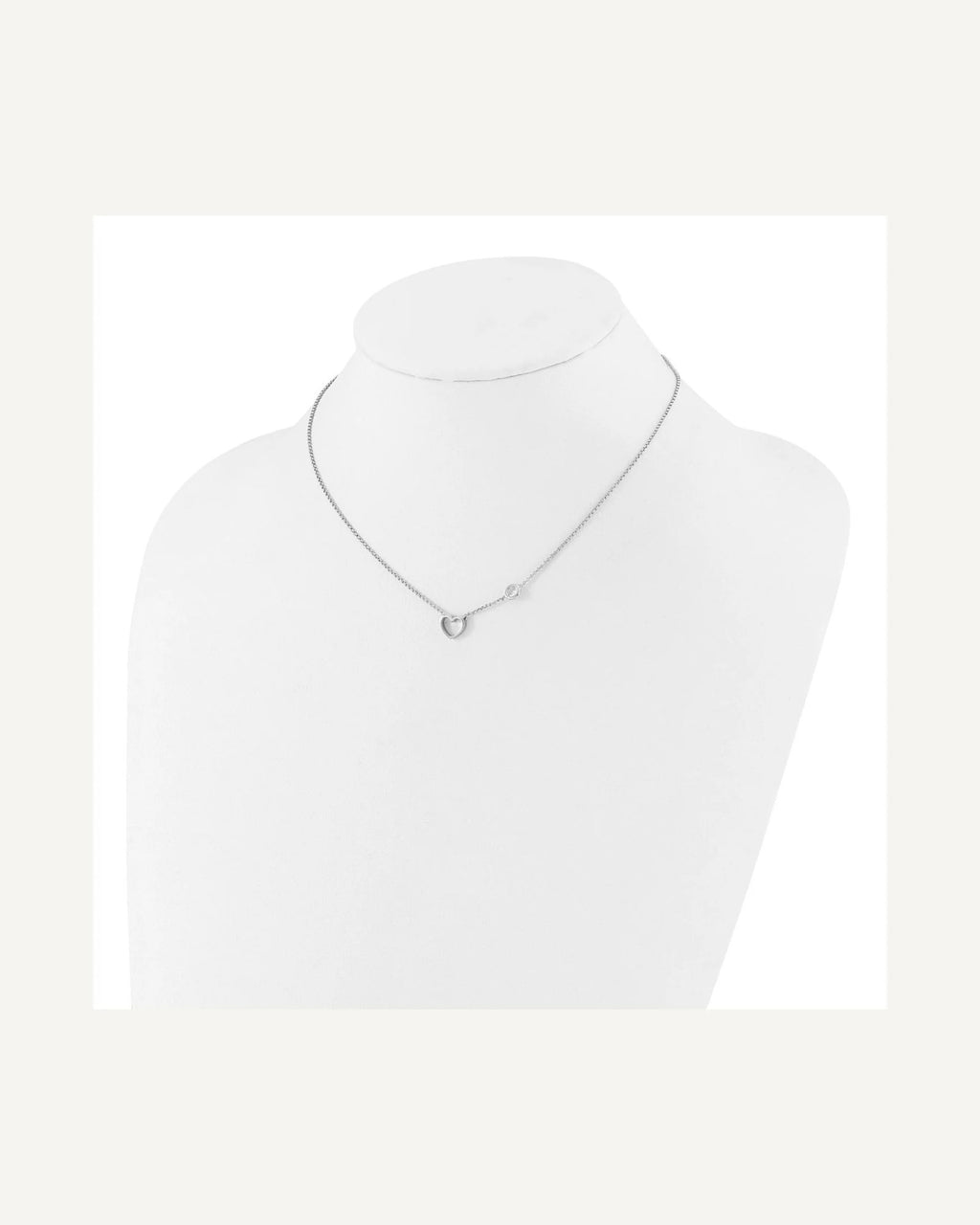 Sterling Silver Rhodium-plated CZ and Heart 16 inch with 2 inch Extension Necklace – View 3