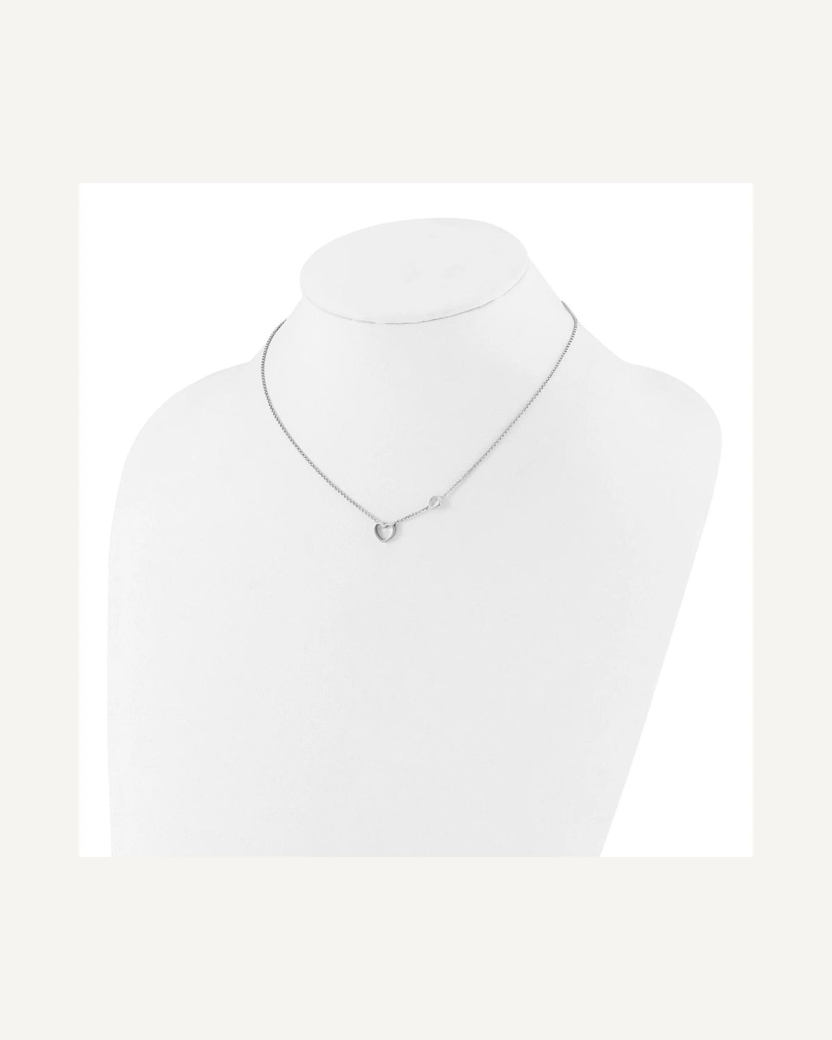 Sterling Silver Rhodium-plated CZ and Heart 16 inch with 2 inch Extension Necklace – View 3