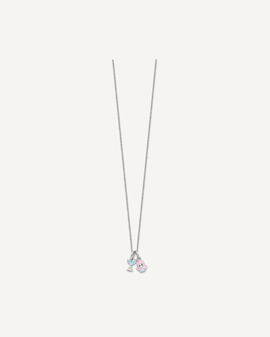 Sterling Silver Rhodium-plated Enameled Multi-color Mermaid and Mermaid Tail 16 Inch Necklace – View 2
