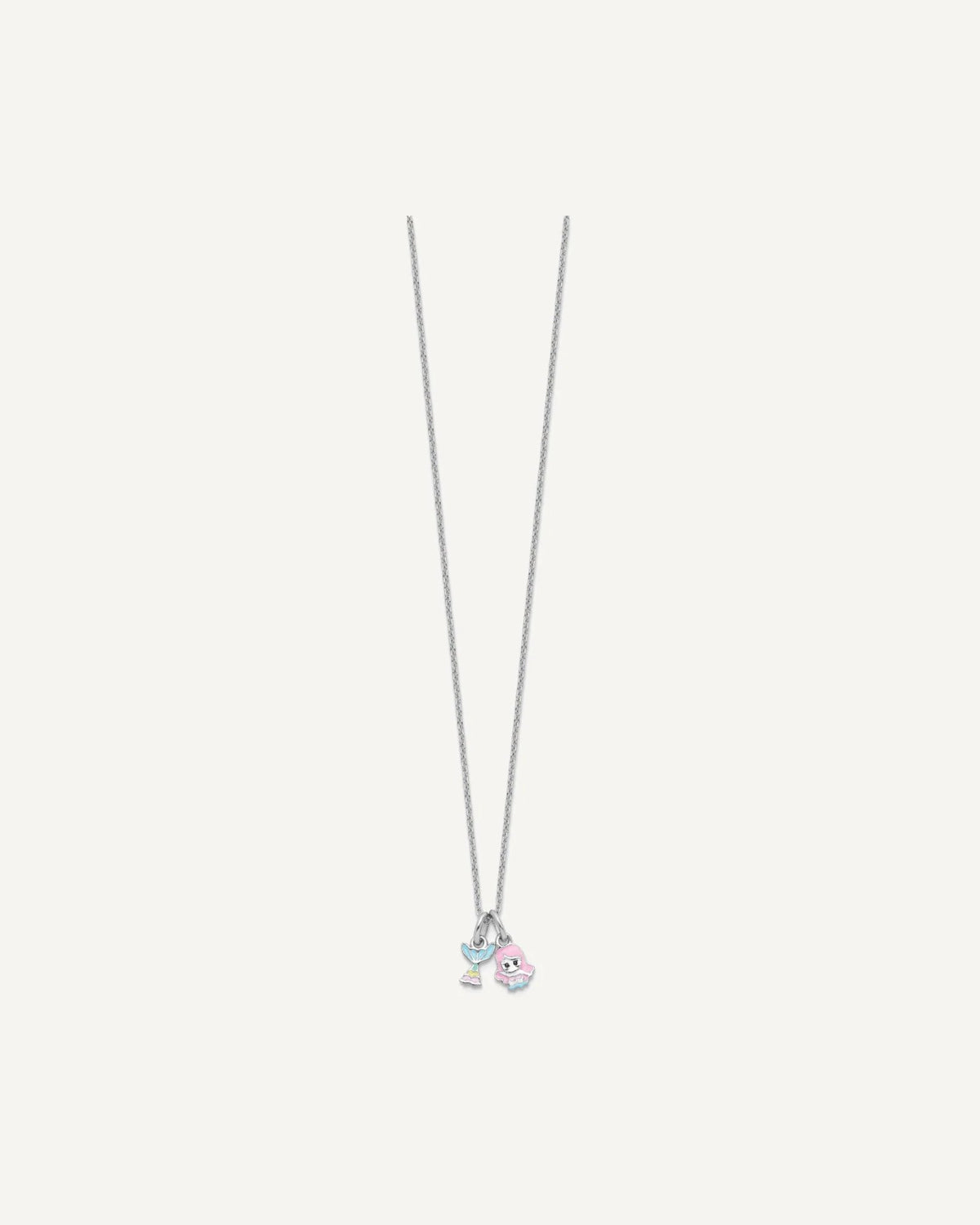 Sterling Silver Rhodium-plated Enameled Multi-color Mermaid and Mermaid Tail 16 Inch Necklace – View 2