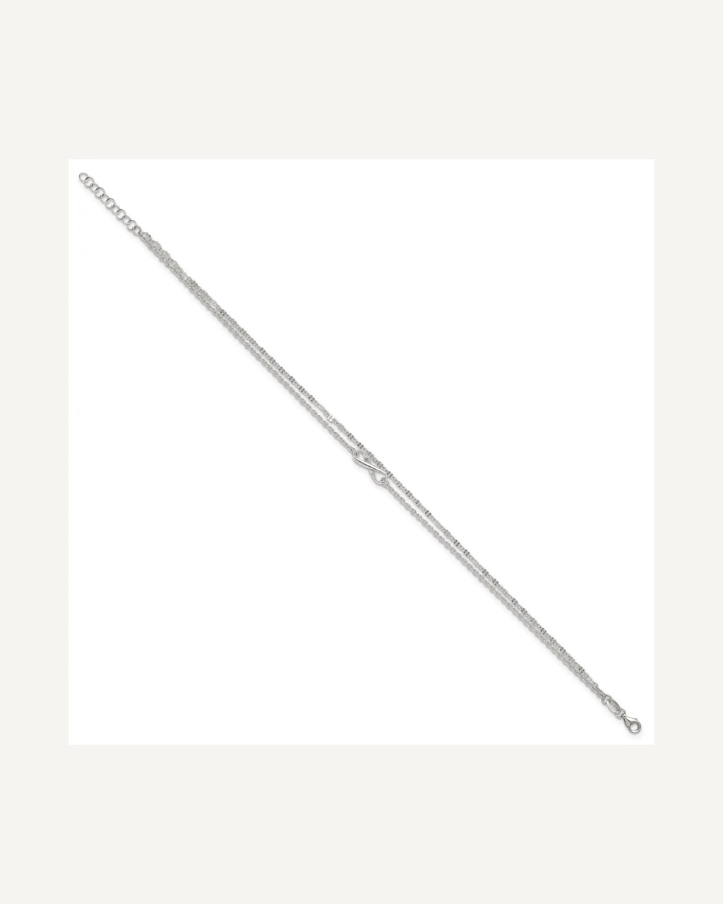 Sterling Silver Infinity Double Strand 9 inch Plus 1 inch Extender - Total 10 inch Anklet – View 3