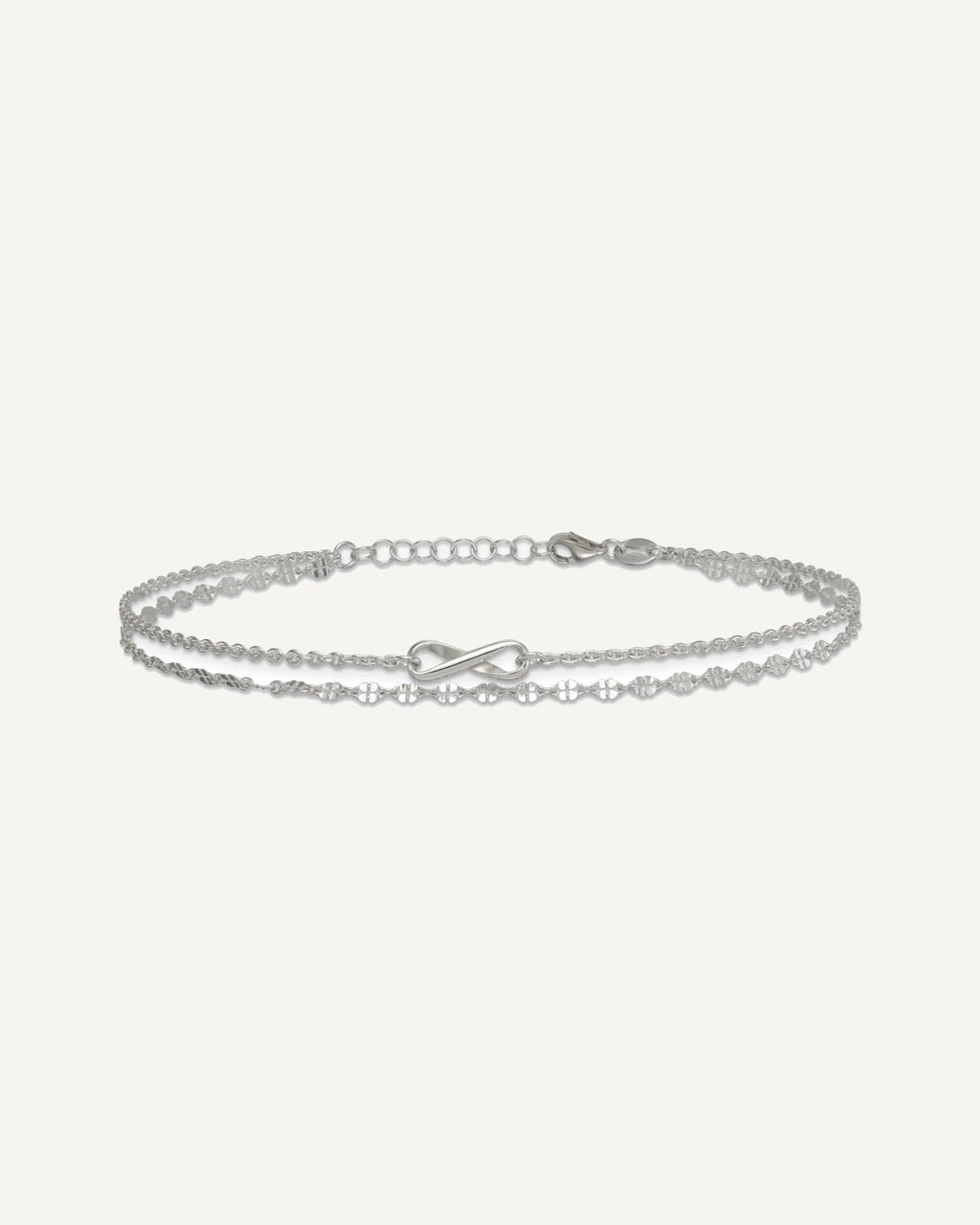 Sterling Silver Infinity Double Strand 9 inch Plus 1 inch Extender - Total 10 inch Anklet – View 4